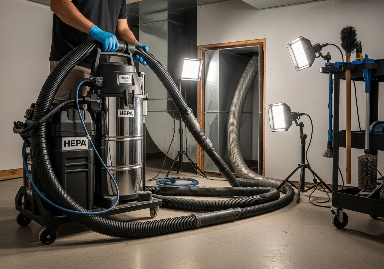 Professional duct cleaning service in a San Jose home