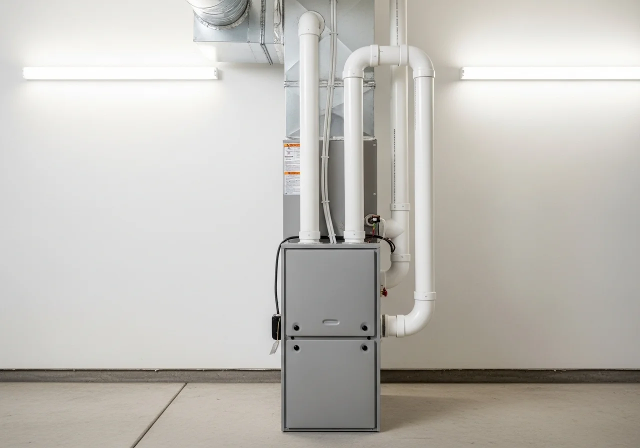 New high-efficiency furnace being installed in a San Jose home