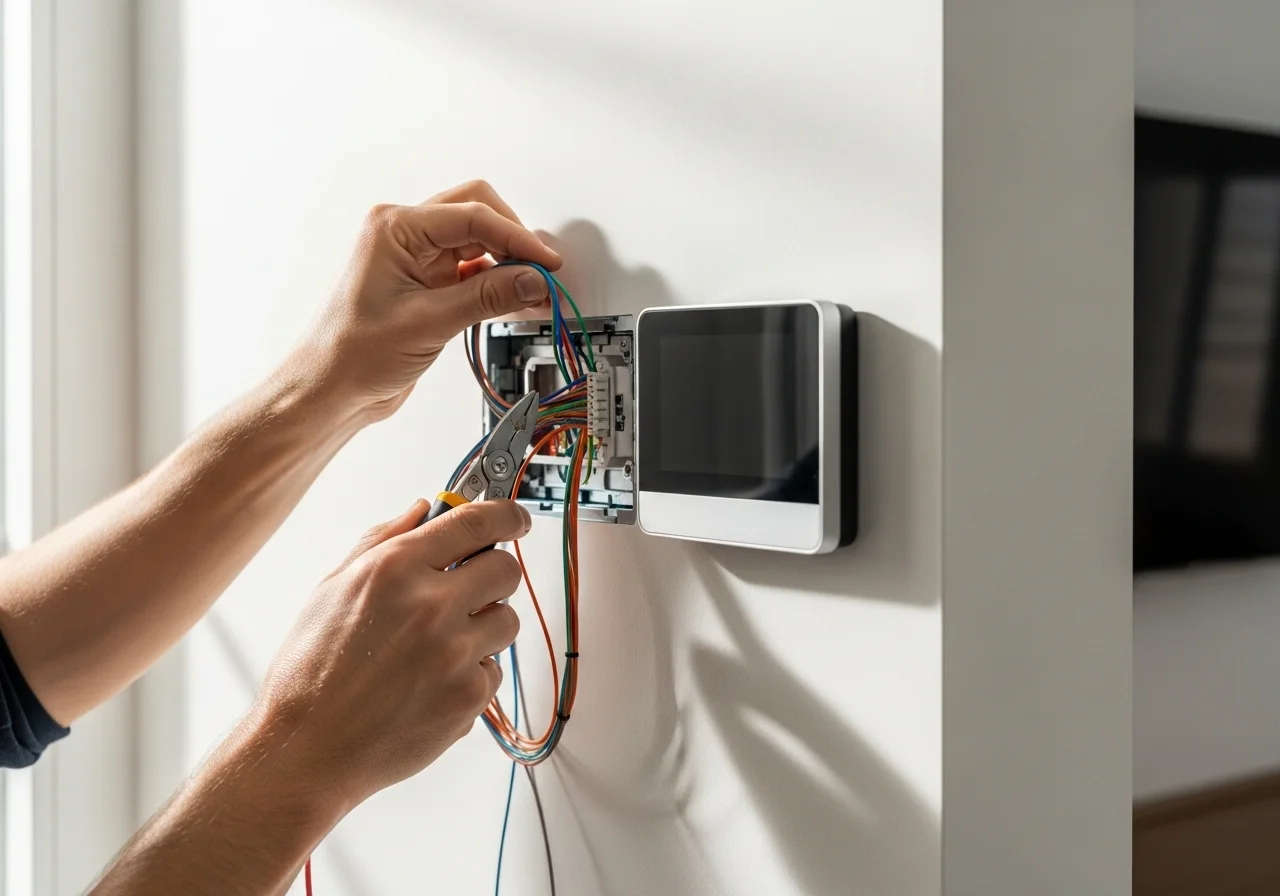 Smart thermostat installation by a certified HVAC technician in a San Jose home